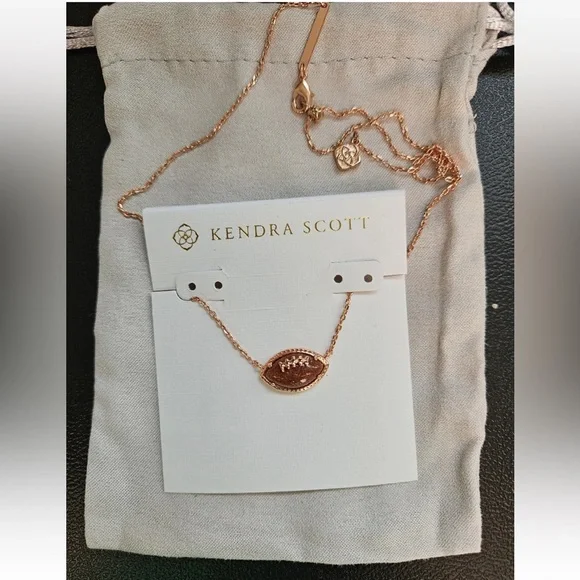 KENDRA SCOTT Football Autumn Fall 14K Rose Gold 19” Football Necklace NEW NWT - Picture 6 of 8